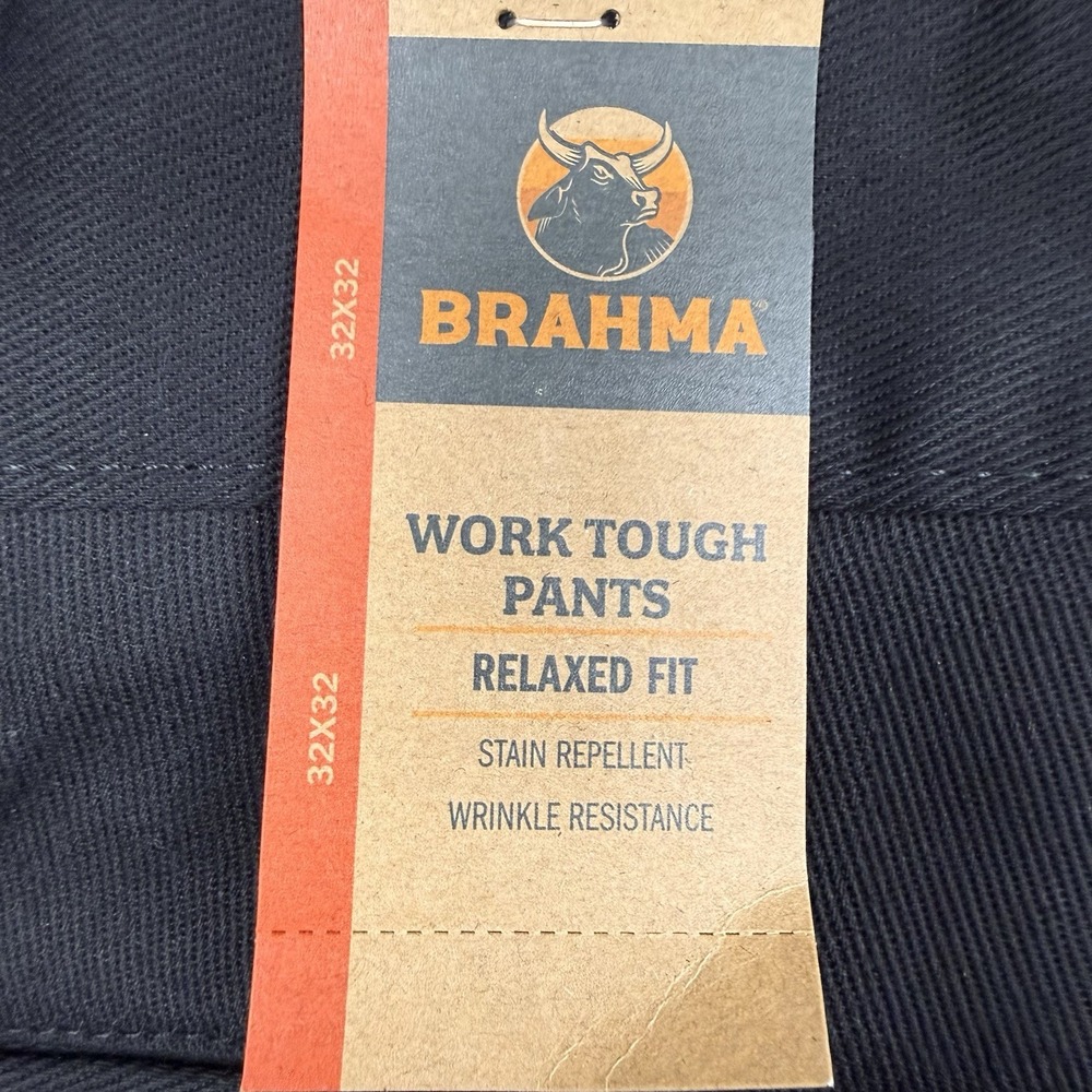 BRAHMA NWT Work Tough Pants Relaxed Fit Black Size 32 x 32 Wrinkle Resistance - Picture 11 of 11